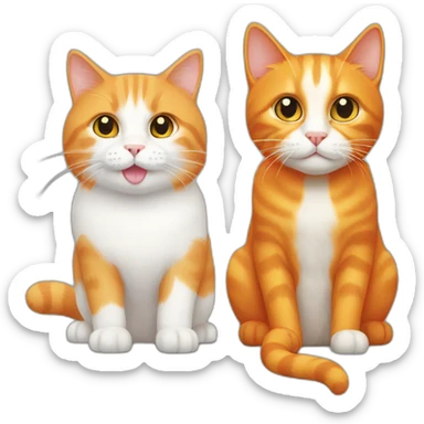 Orange cat and Pure white cat sticker