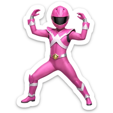Pink Power Ranger doing a fun dance pose sticker
