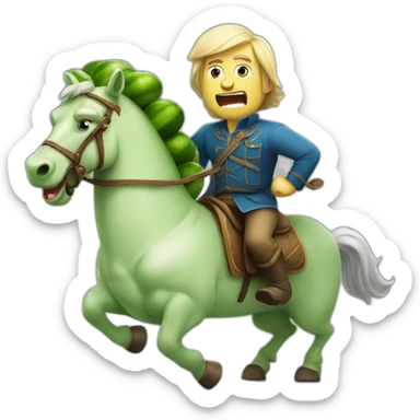 Bold old angry Russian riding a cucumber sticker