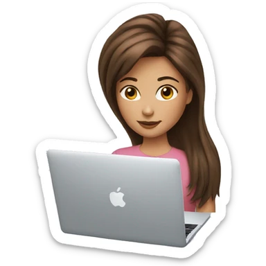 brown hair-girls-with-MacBook sticker