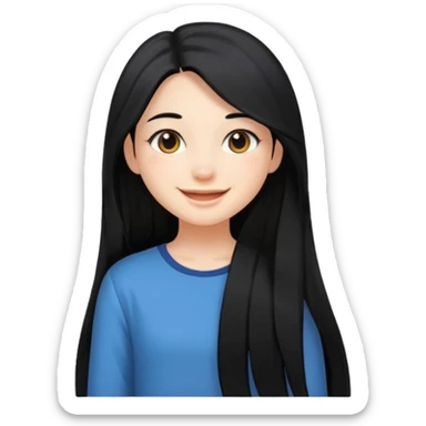 Girl with black and long hair with aesthetic clothes  sticker