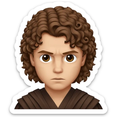 Anakin skywalker scar left eye curly brown hair sticker