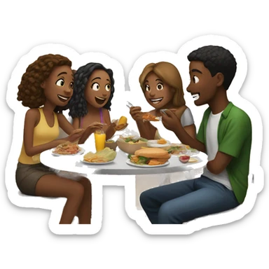 friends enjoying food indoors sticker