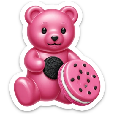 transparent pink gummy bear pink Oreo cookie sticker
