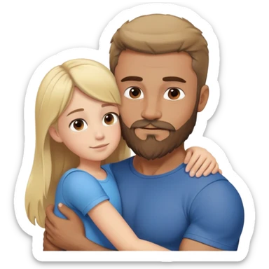 Hug short blond girl tall brown-hair muscular man with beard sticker