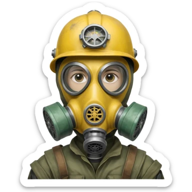 Stalker in a gas mask, Chernobyl zone sticker