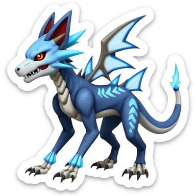 Skeletal Zeraora-Zoroark-Marowak-Dialga-Duskull-Electrike-Fakémon-hybrid-creature (full body)  sticker