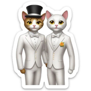 gay cat wedding sticker