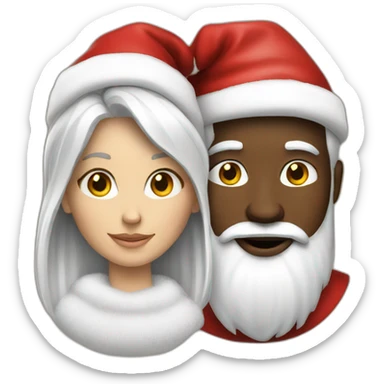 white man and black woman santa claus sticker