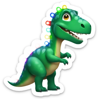 Dinosaur with Christmas lights  sticker