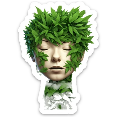 boy with closed eyes in nature sticker