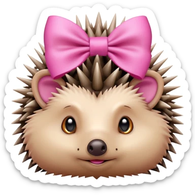 hedgehog with a pink bow sticker