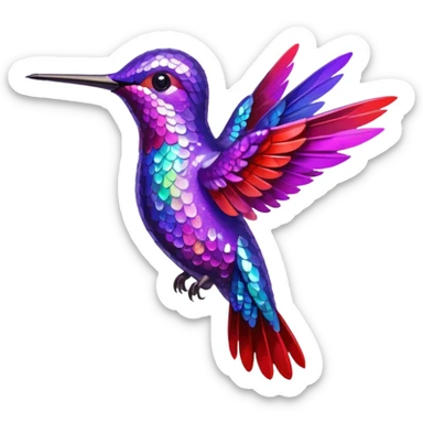 hummingbird with red and purple with glitter sticker