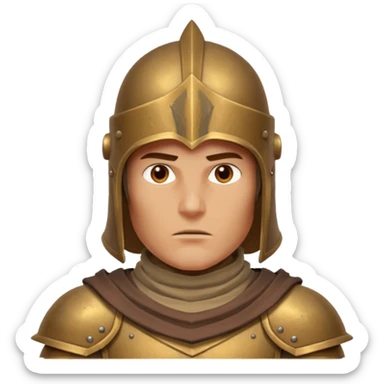 armored desert guardian portrait, head and shoulders only, bronze helmet, desert cape collar, battle-worn armor, strong expression, 3D cartoon, mobile game icon style, clean background, no text, no watermark
 sticker