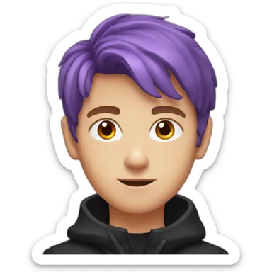 Orange hair boy with purple eyes wearing black coat sticker