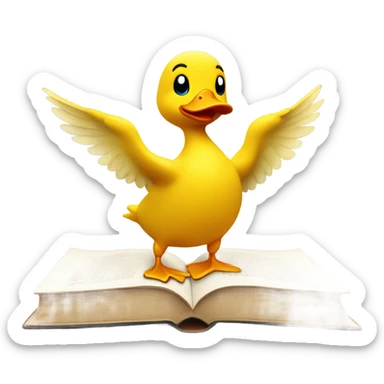 Yellow Duck reading a book sticker