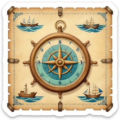 sea navigation chart. sticker