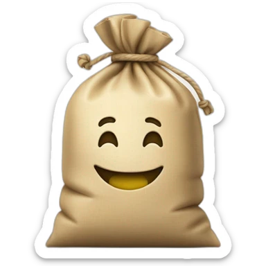 bag of money with a happy smile sticker