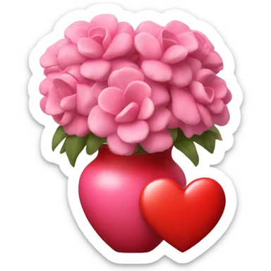 A pink Delilah flower in a love heart vase that is red sticker