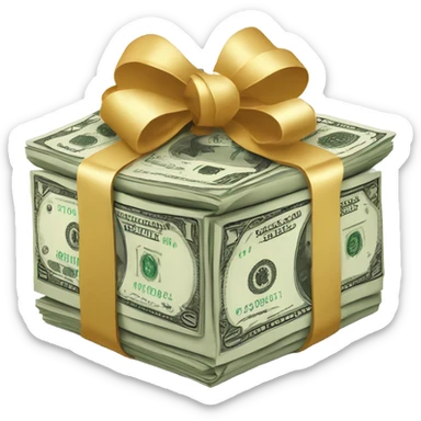 Money wrapped in a bow sticker