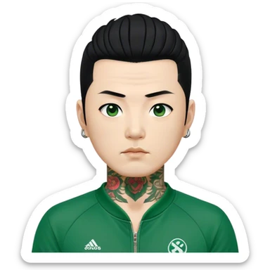 Jang Deok-su , Age: Late 40s
Appearance: A fierce man with tattoos, A large black hair, have a tattoo on his neck.
Outfit: Green player tracksuit sticker