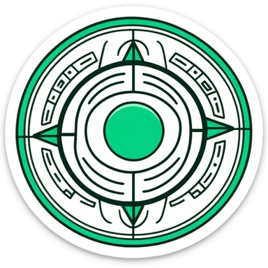Maya sun symbol - positive news, precise geometric design, ONLY white and deep green colors, no other colors, flat hieroglyphic style, mail theme sticker