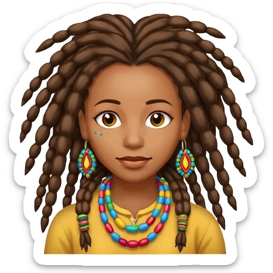 Woman with colorful beads in dreadlocks sticker