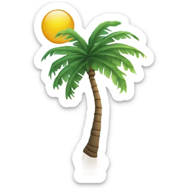 Sun, ocean, island with palm tree sticker