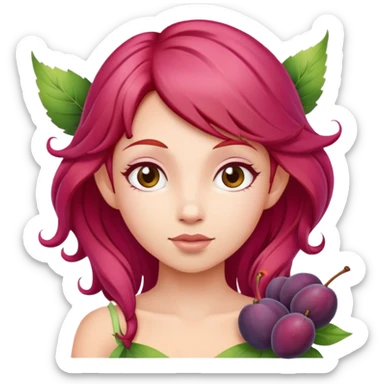 fairy with plums red hair wearing pink sticker