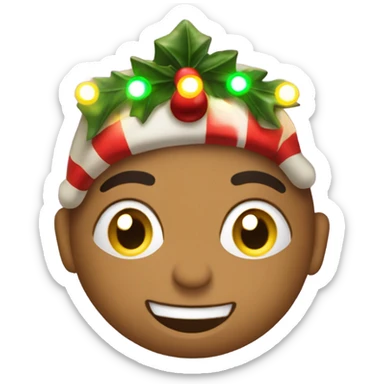 Show me an emoji that is a Christmas card with lights  sticker