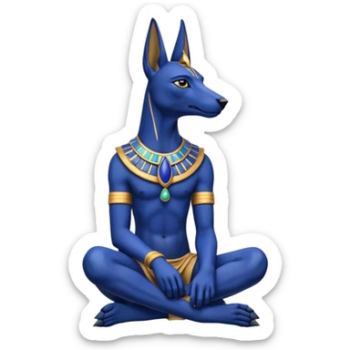 Ancient style lapis adorned rugged anubis young staged formally sitting posed  sticker