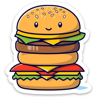 The popular Disney character Stitch sitting and eating a huge McDonalds hamburger sticker