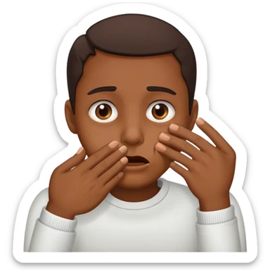 His eyes were tearing up and he put his hand over his mouth. sticker