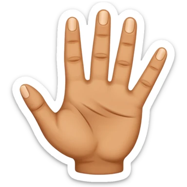 A hand with five fingers raises its  three fingers  sticker