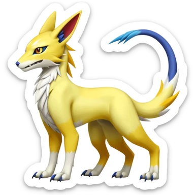 Latias-Vernid-Sergal-Lombax-Koraidon-Renamon-Zeraora-Bastet-Fakémon-Digimon-hybrid-fusion-creature, full body sticker