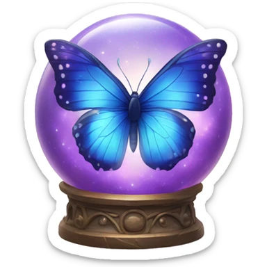 blue violet butterfly inside a magical dream orb  sticker