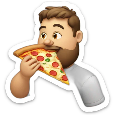 fatty guy eating pizza sticker