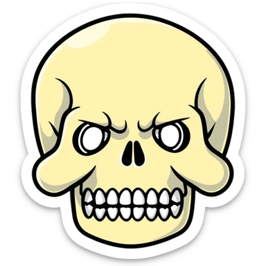 Punisher skull logo, white skull with teeth on black background sticker