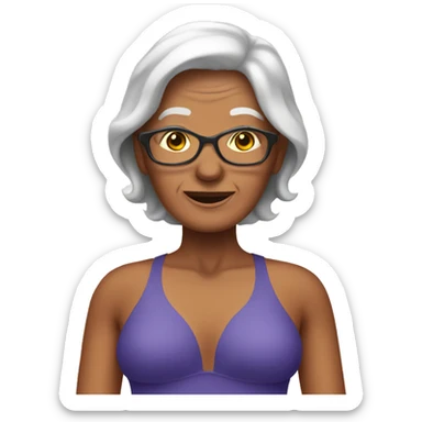 senior woman in swimsuit sticker