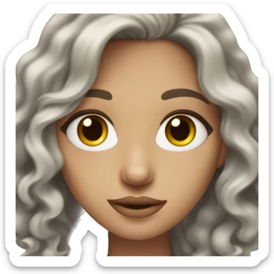 Face of a Women with dark blonde and wavy hair, blue and grey eyes, paler skin and freckles  sticker