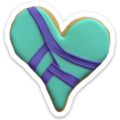 Purple and teal Suicide awareness ribbon on heart cookie sticker