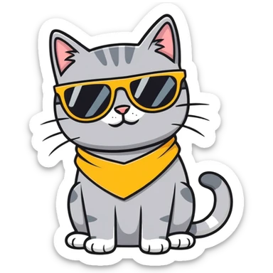 All Grey Cat with sunglasses sticker