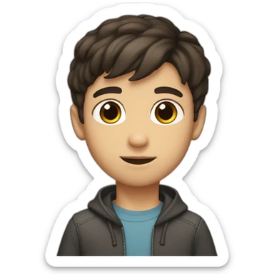 a 14 years boy , with a short dark brown hair , and brown eyes , and light skin sticker