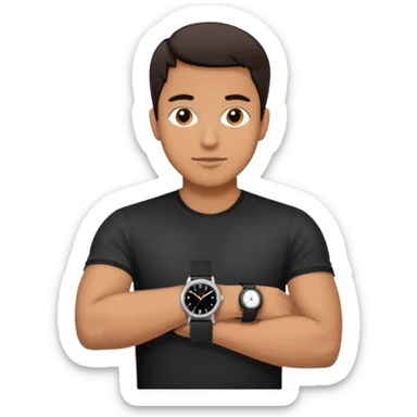 man wearing a black strap watch sticker