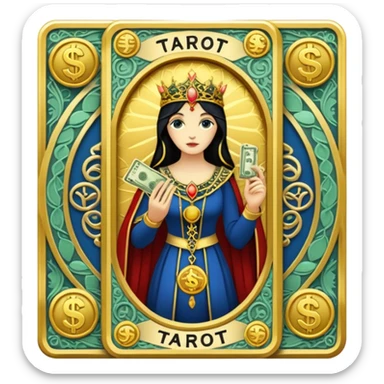 Tarot card with money sticker