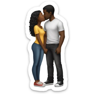 Black girl standing kissing black boyfriend sticker