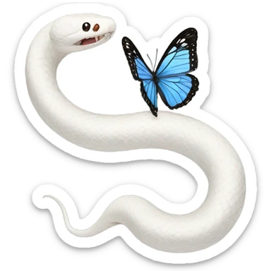 White snake with wings of butterfly in the middle of its body sticker