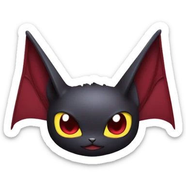 Cool Cute Edgy Dark Black Red Batty Chibi Noibat-Cat-Pokémon-Fakémon-hybrid sticker