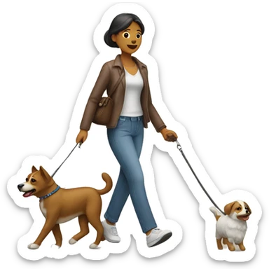 mujer paseando un perro  sticker