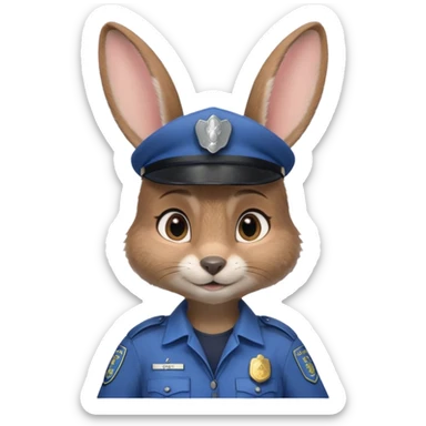 Judy Hopps with big ears (gray female rabbit with a police suit, without a cap) from the Zootopia Disney movie sticker